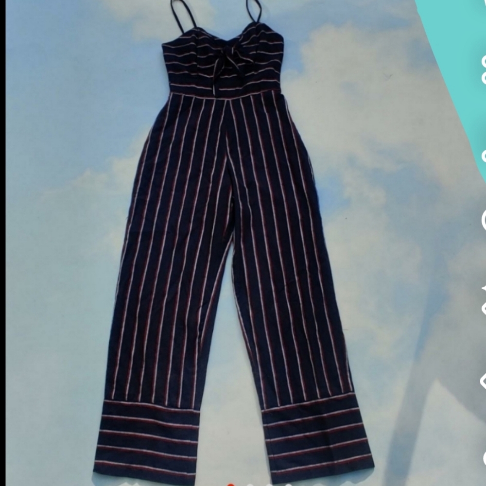 Beach Pinstriped Jumper Cruise Jumpsuit Vacation Jumper Nautical Stripe